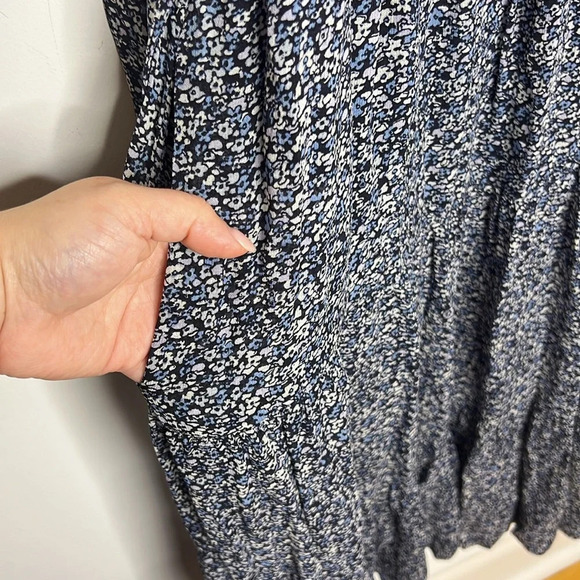 GANNI Georgette Viscose Micro Floral Print Tiered Long Sleeve Boho Midi Dress - Picture 7 of 15